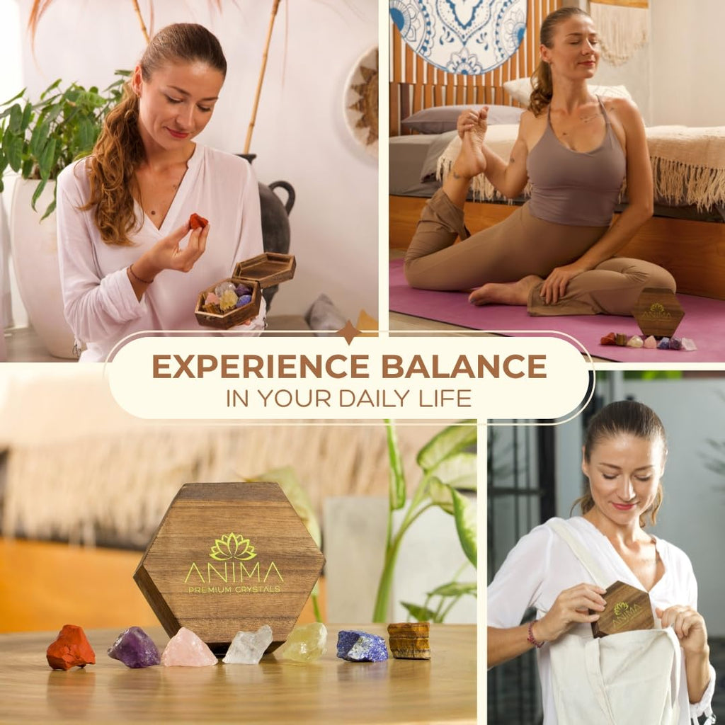 Anima Premium Rose Quartz Crystal Set for Love, Healing & Harmony – Authentic Madagascar Rose Quartz Heart Stone, Tower & Raw Crystal Presented in Elegant Wooden Gift Box – Responsibly Sourced