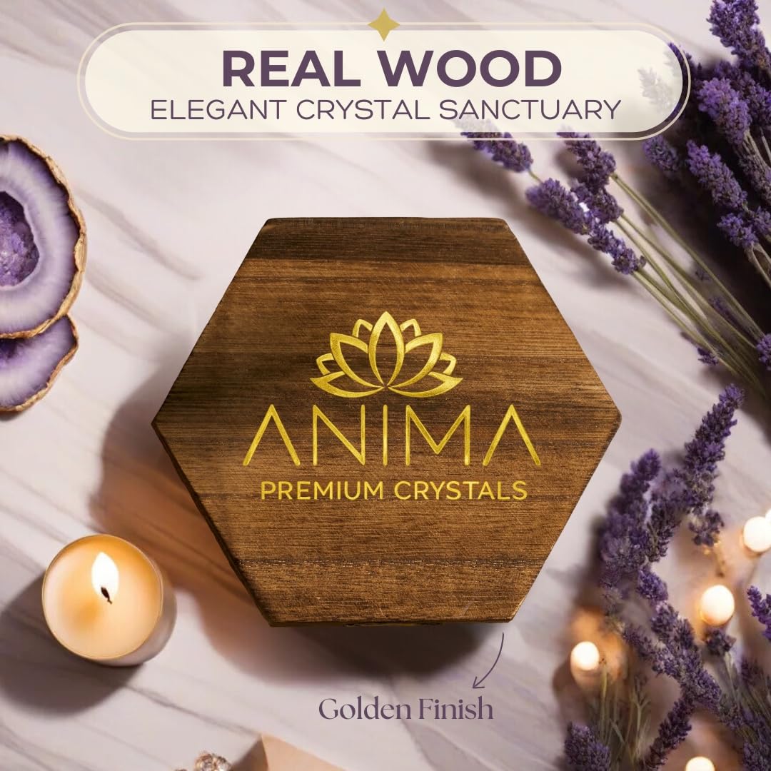 Anima Premium Rose Quartz Crystal Set for Love, Healing & Harmony – Authentic Madagascar Rose Quartz Heart Stone, Tower & Raw Crystal Presented in Elegant Wooden Gift Box – Responsibly Sourced