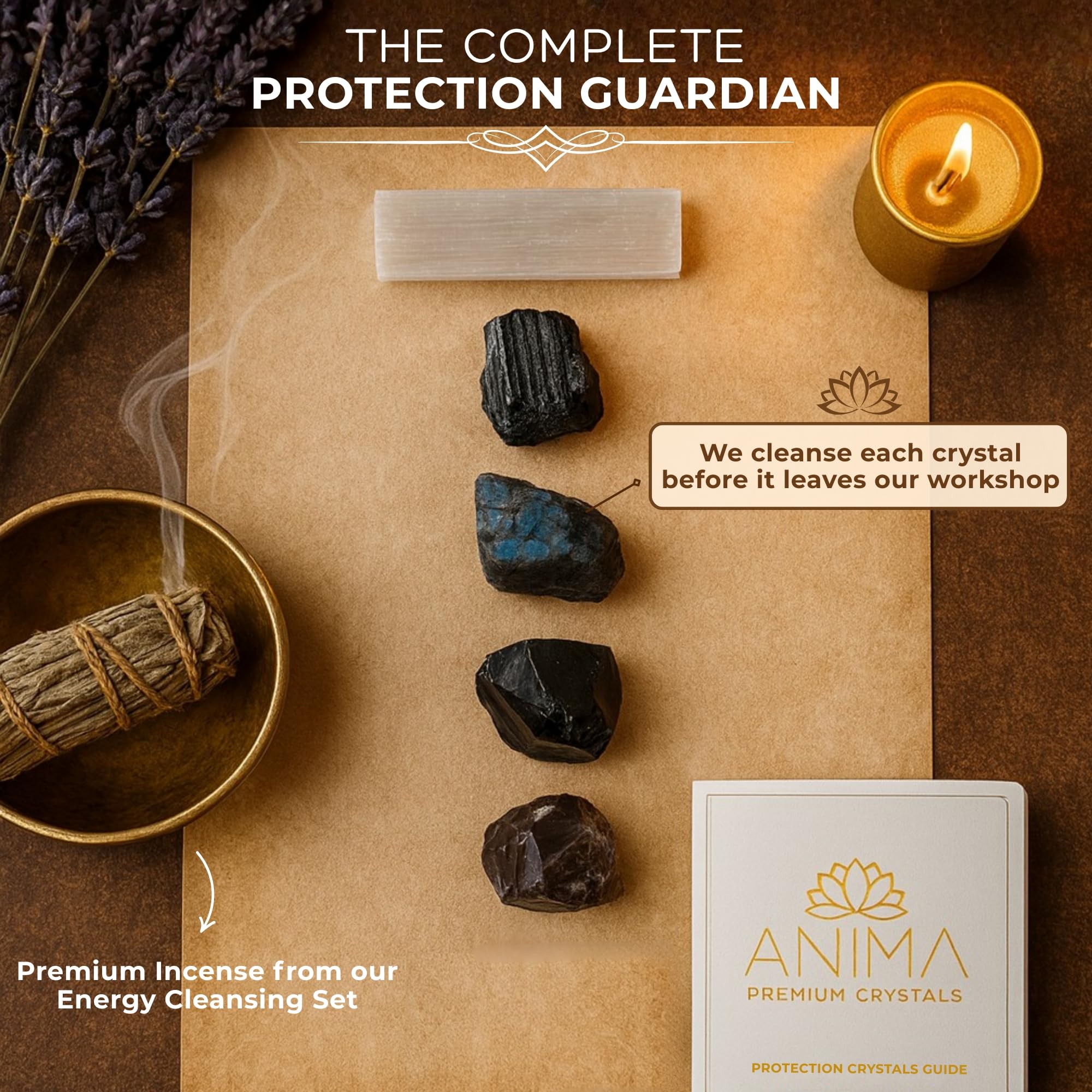 Anima Premium Rose Quartz Crystal Set for Love, Healing & Harmony – Authentic Madagascar Rose Quartz Heart Stone, Tower & Raw Crystal Presented in Elegant Wooden Gift Box – Responsibly Sourced