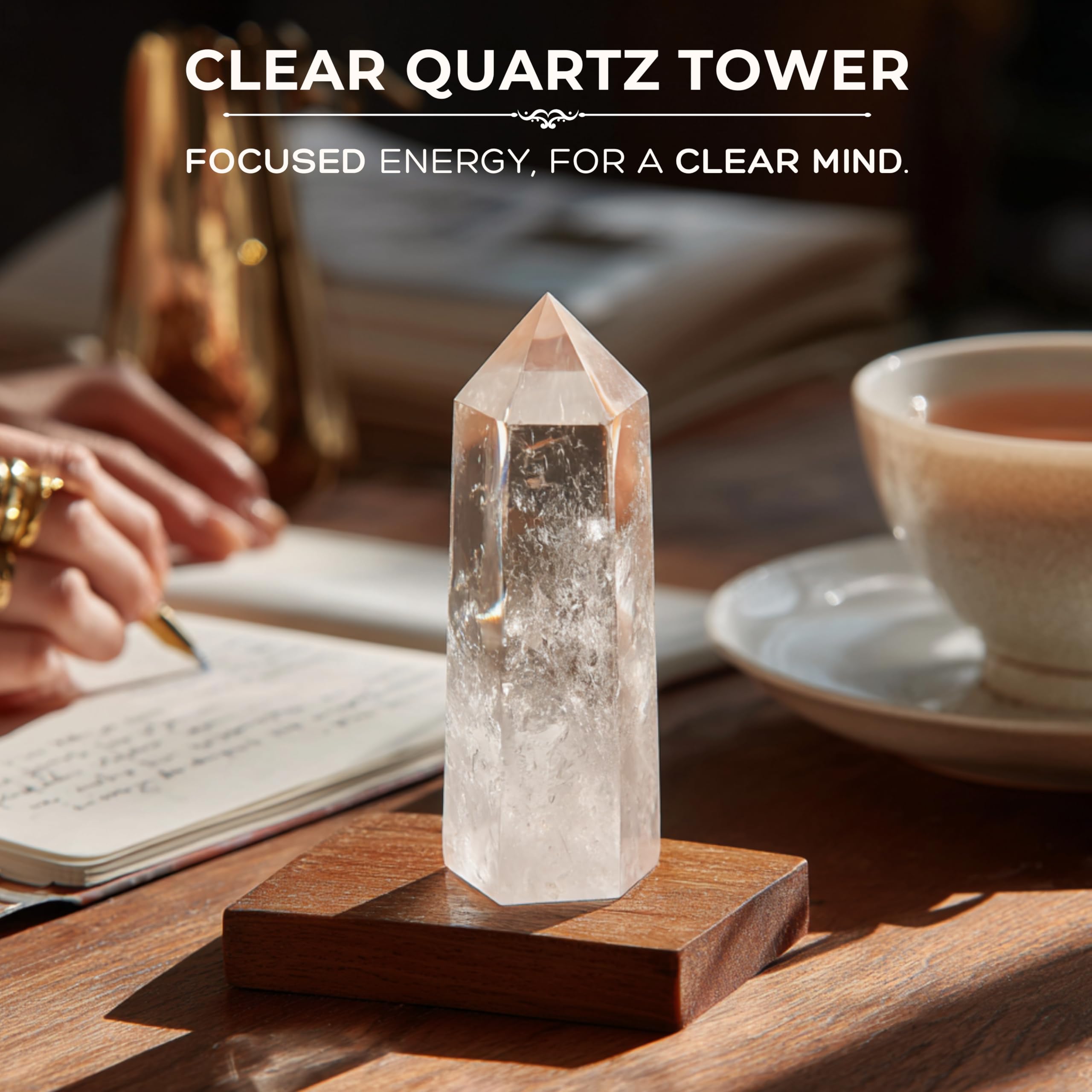 Anima Premium Rose Quartz Crystal Set for Love, Healing & Harmony – Authentic Madagascar Rose Quartz Heart Stone, Tower & Raw Crystal Presented in Elegant Wooden Gift Box – Responsibly Sourced