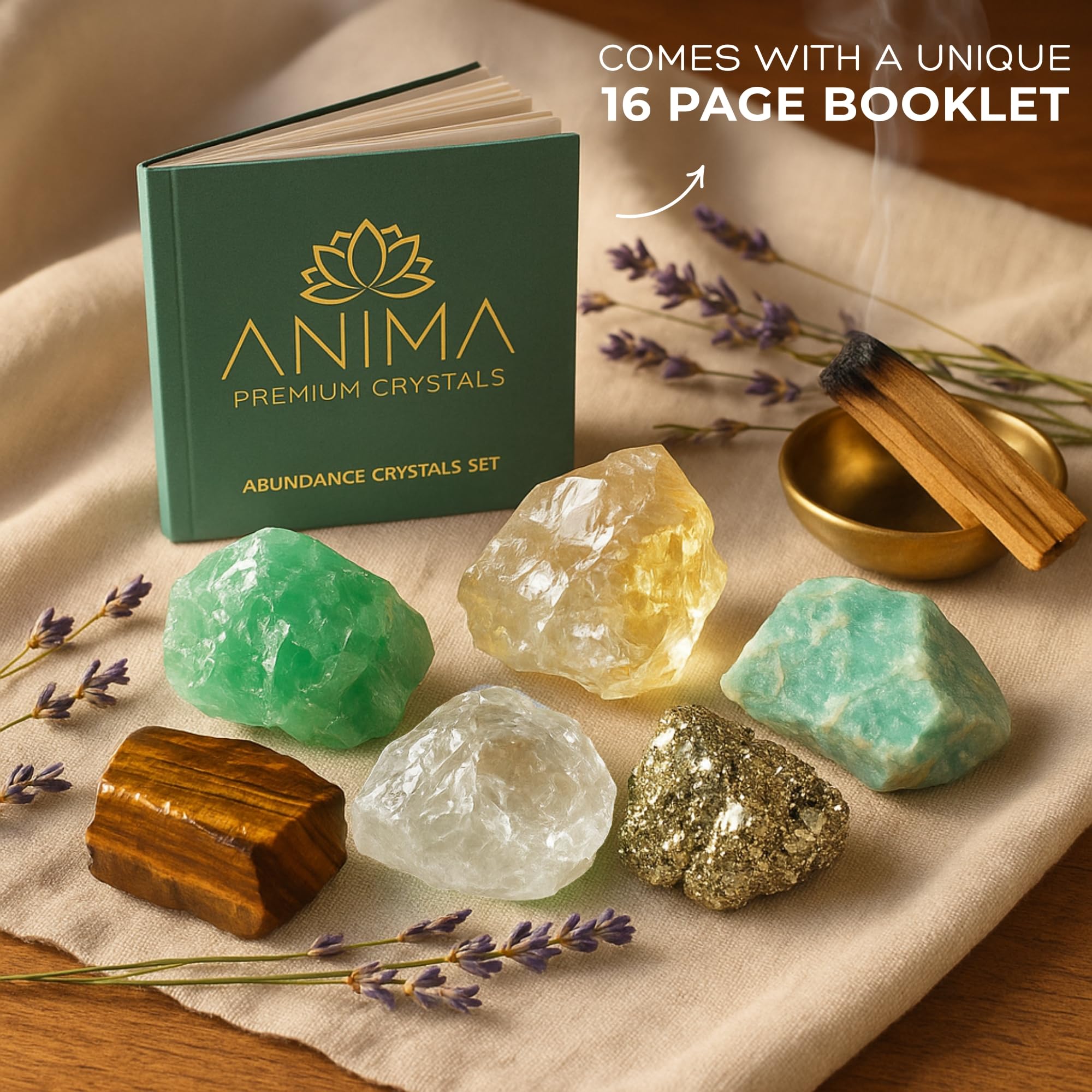 Anima Premium Rose Quartz Crystal Set for Love, Healing & Harmony – Authentic Madagascar Rose Quartz Heart Stone, Tower & Raw Crystal Presented in Elegant Wooden Gift Box – Responsibly Sourced