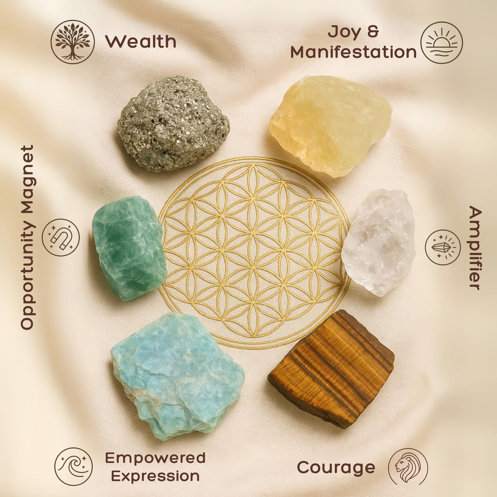 Anima Premium Rose Quartz Crystal Set for Love, Healing & Harmony – Authentic Madagascar Rose Quartz Heart Stone, Tower & Raw Crystal Presented in Elegant Wooden Gift Box – Responsibly Sourced