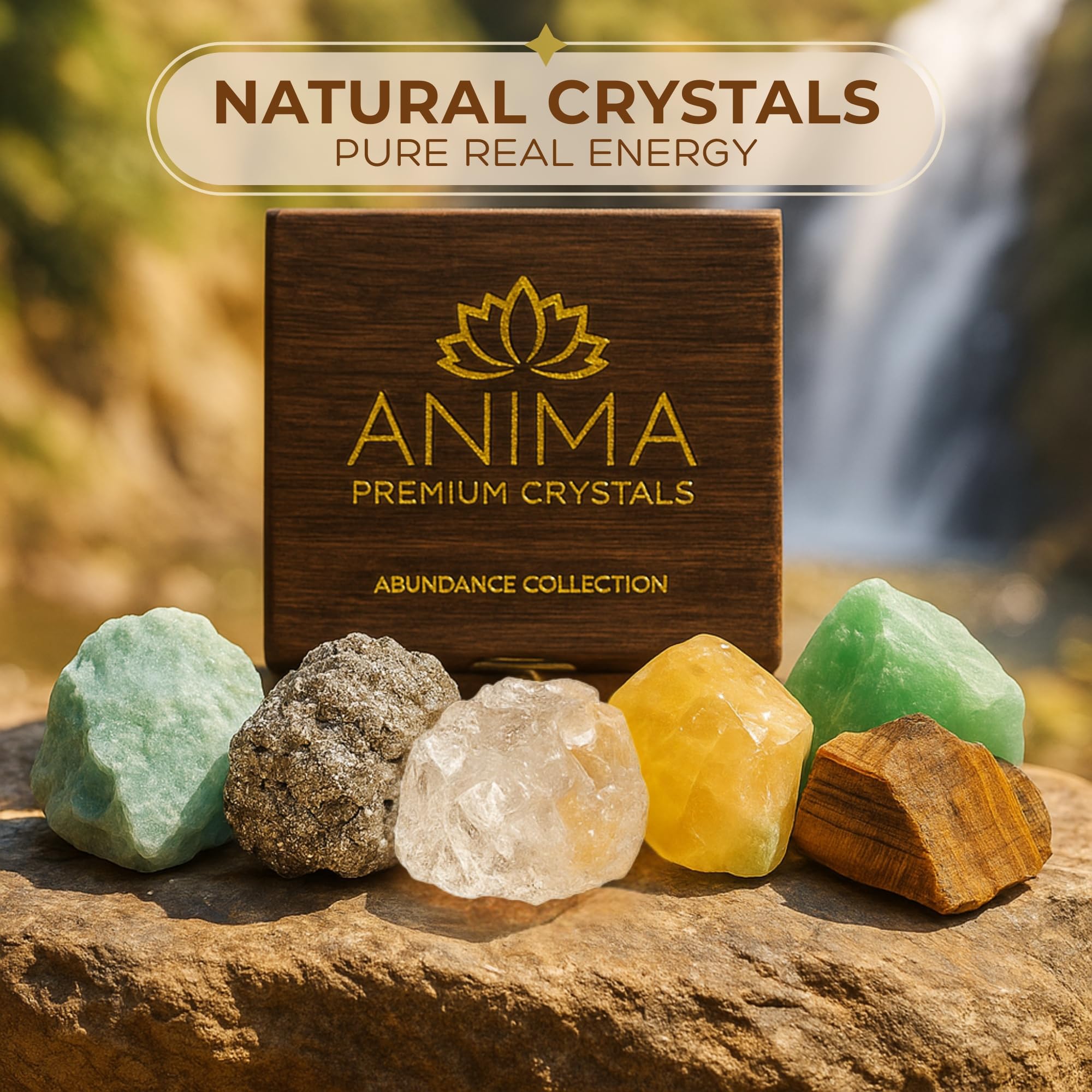 Anima Premium Rose Quartz Crystal Set for Love, Healing & Harmony – Authentic Madagascar Rose Quartz Heart Stone, Tower & Raw Crystal Presented in Elegant Wooden Gift Box – Responsibly Sourced