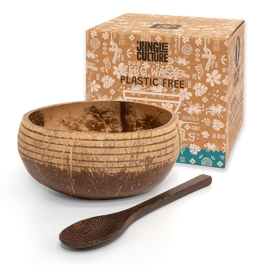 Patterned Coconut Bowl & Spoon Single Set