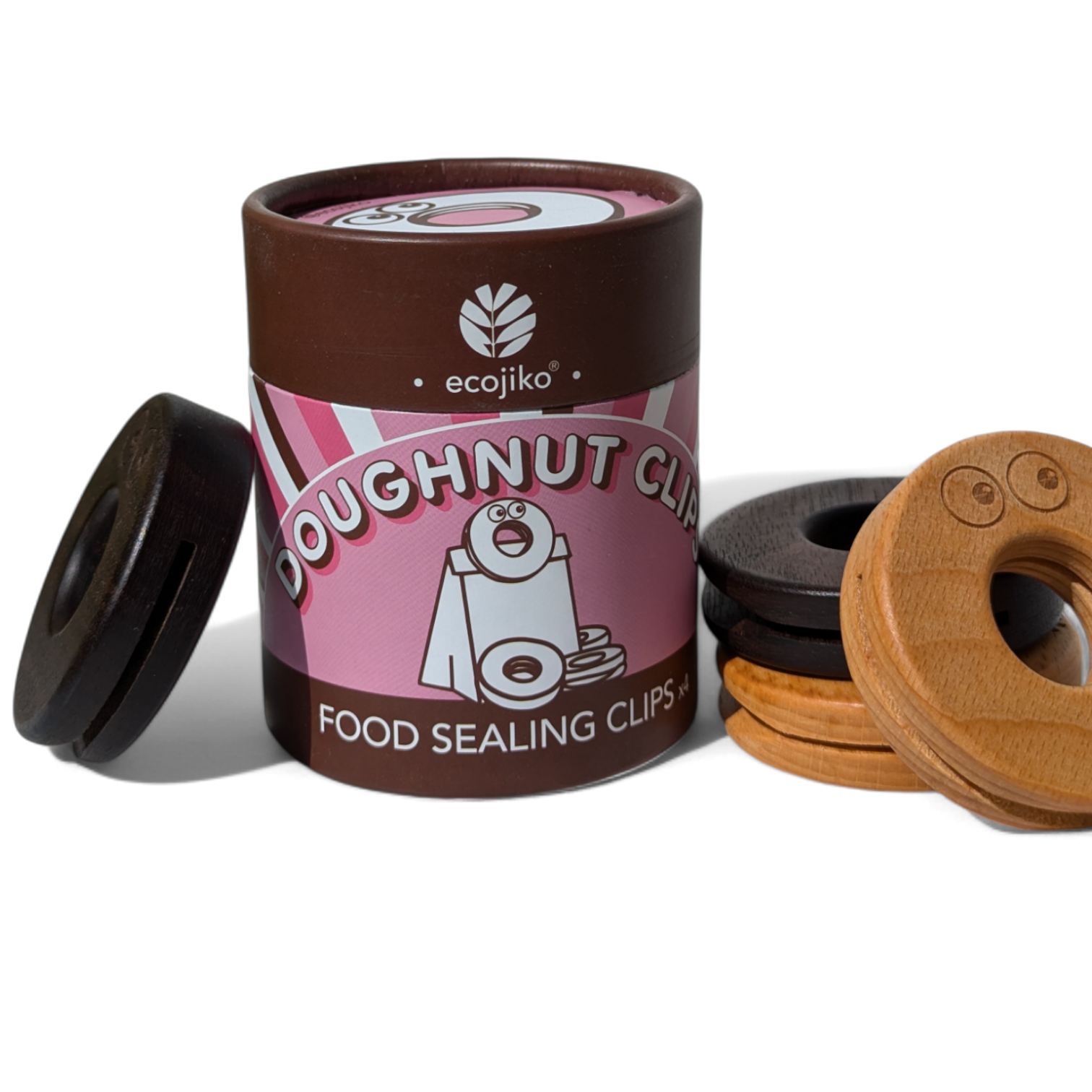 Natural Wooden 'Doughnut' Food Clips | Beech Wood & Walnut Food Packaging Sealing Clips