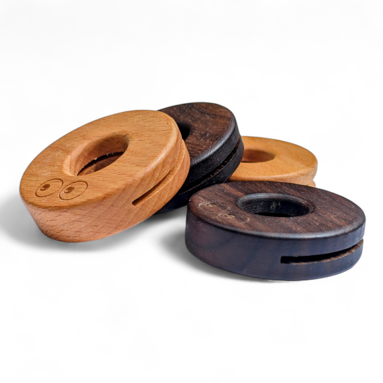 Natural Wooden 'Doughnut' Food Clips | Beech Wood & Walnut Food Packaging Sealing Clips