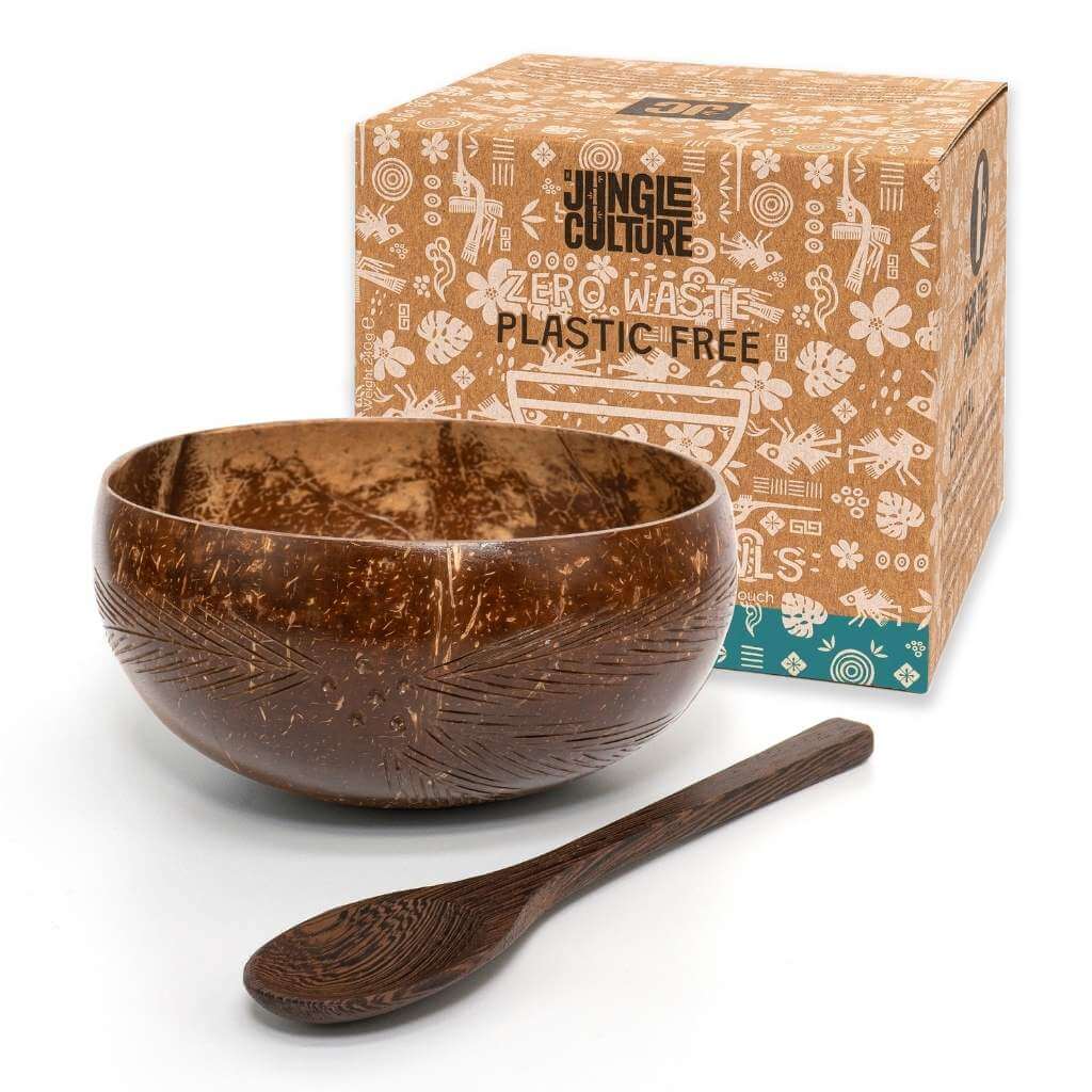 Patterned Coconut Bowl & Spoon Single Set
