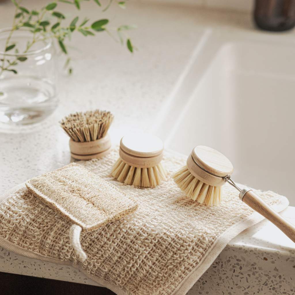 Sustainable Dish Brushes | 4 Piece Starter Set w/ Loofah Sponge
