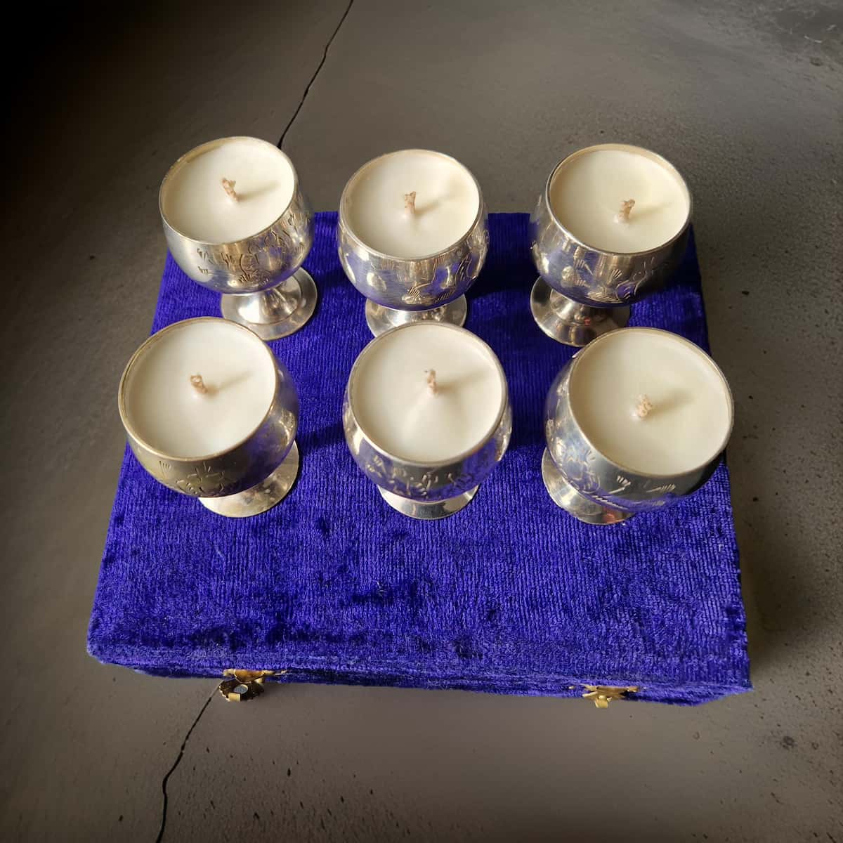 Repurposed Vintage Goblet Candles