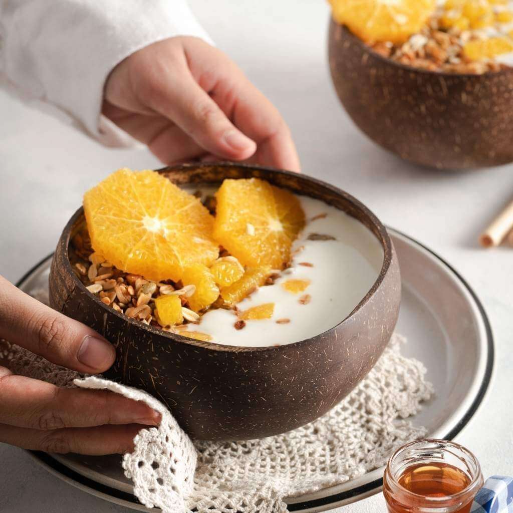 Patterned Coconut Bowl & Spoon Single Set